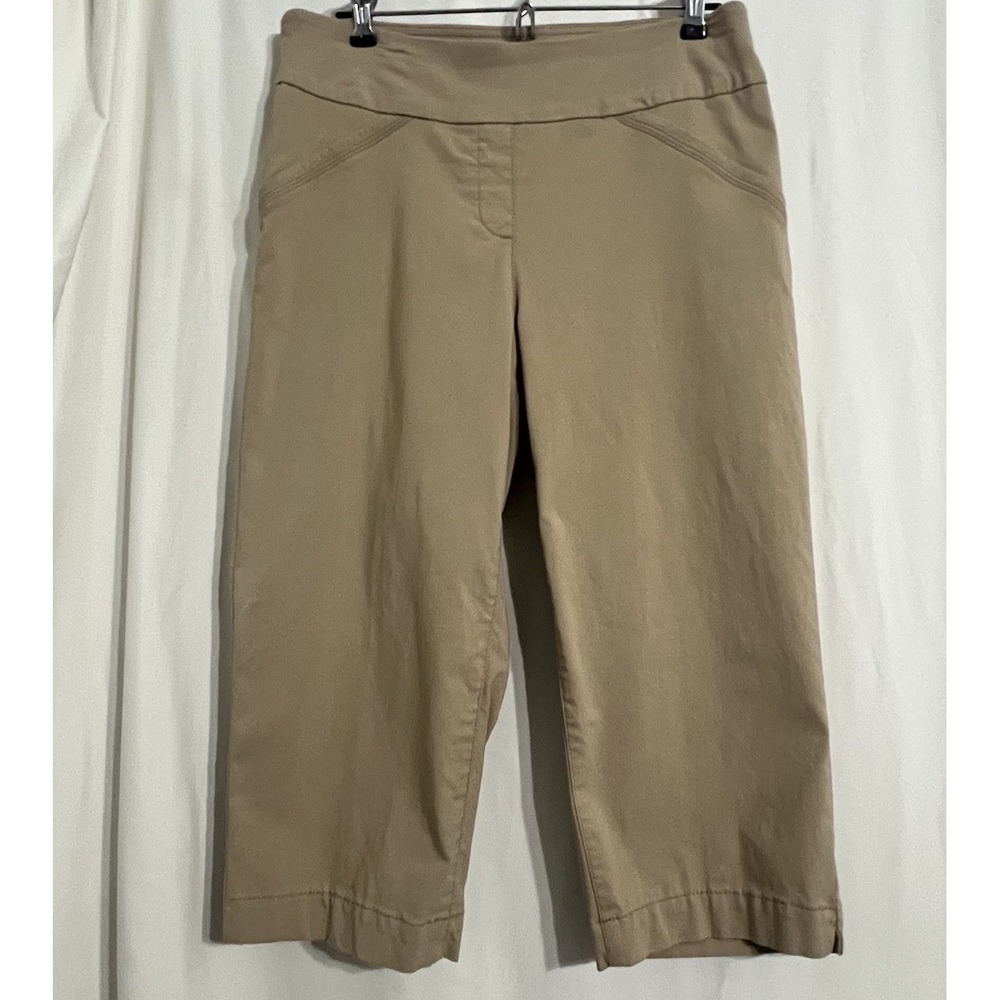 Alia Petites Cropped Khaki Pants Size‎ 10P Stretch Rayon Easy Care